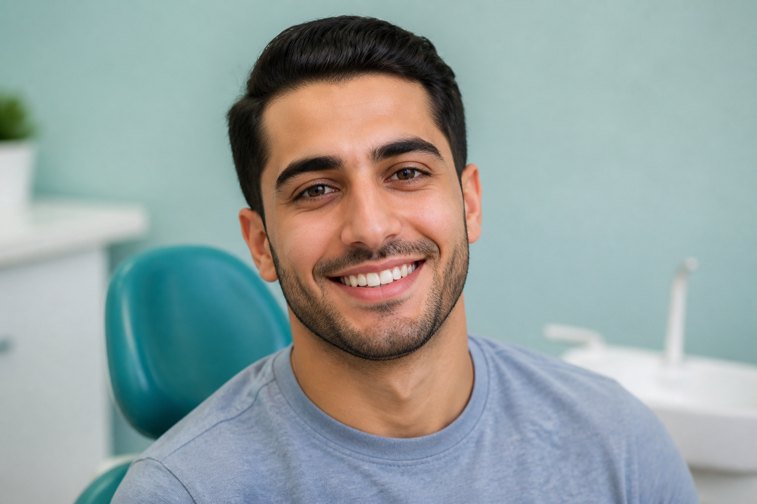 Balanced relaxed smile after orthodontic facial planning