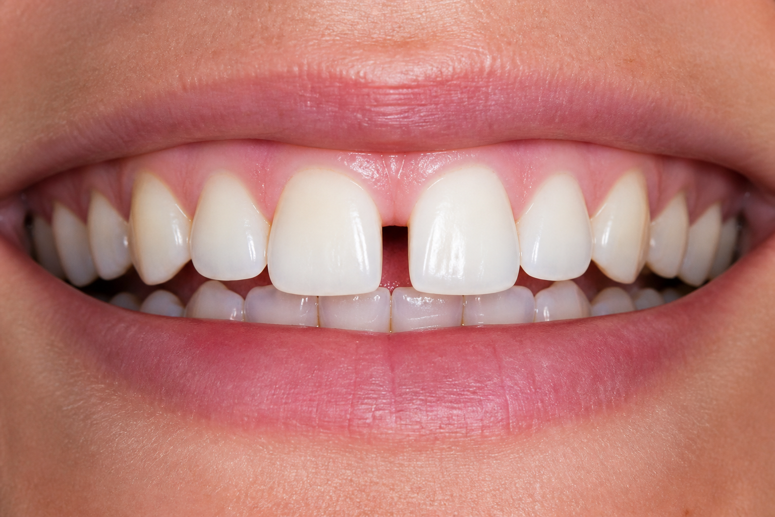 Gap between the front teeth (diastema) before orthodontic treatment