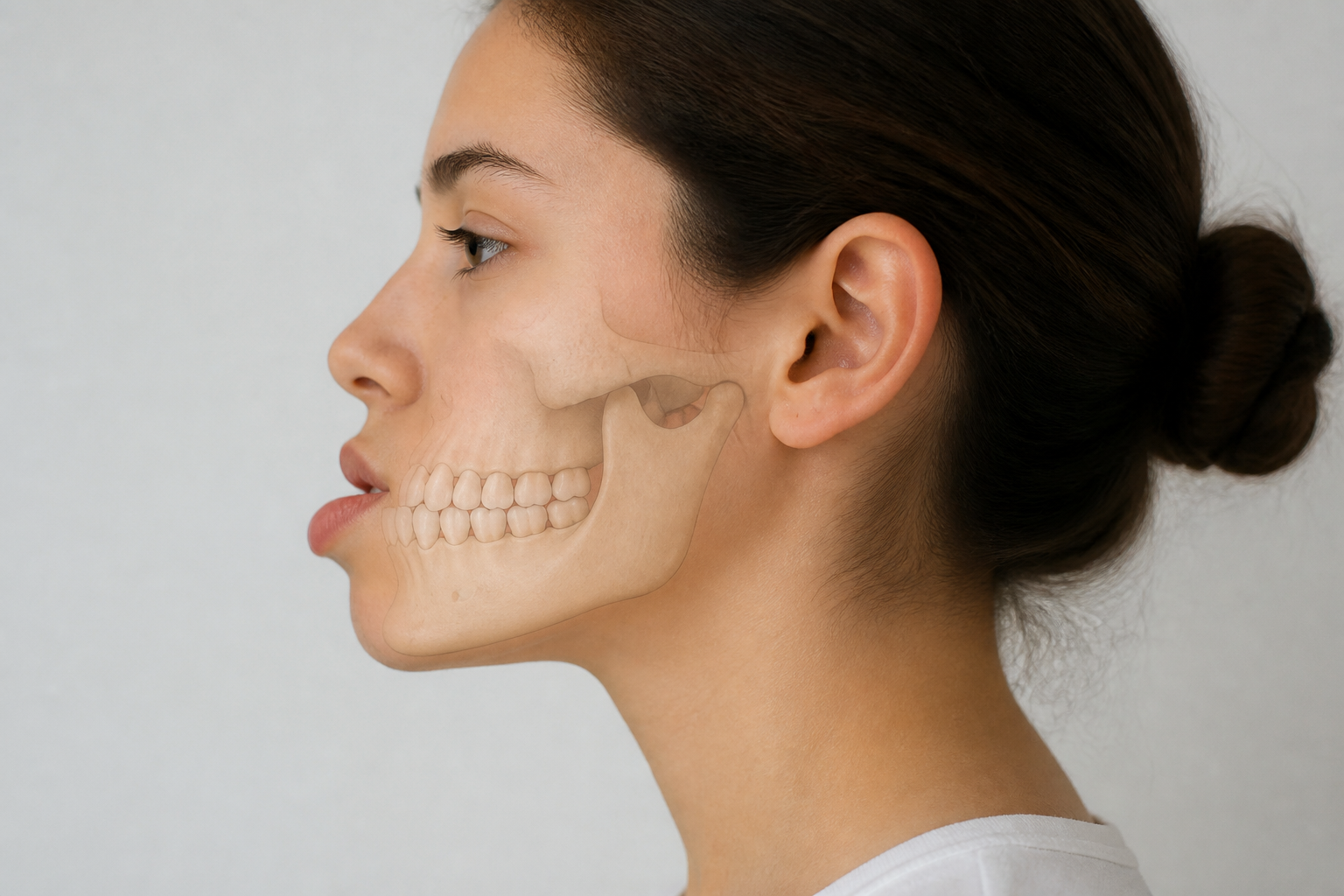 Jaw protrusion and side-profile imbalance before dentofacial correction